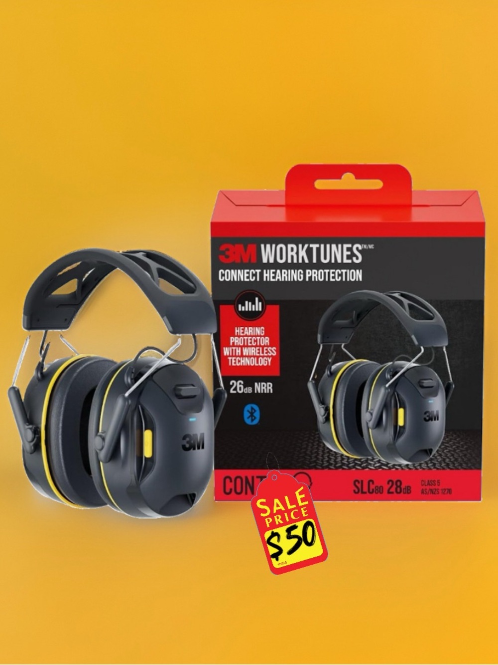 🚧 3M WorkTunes Bluetooth Hearing Protection Headphones - Black/Yellow